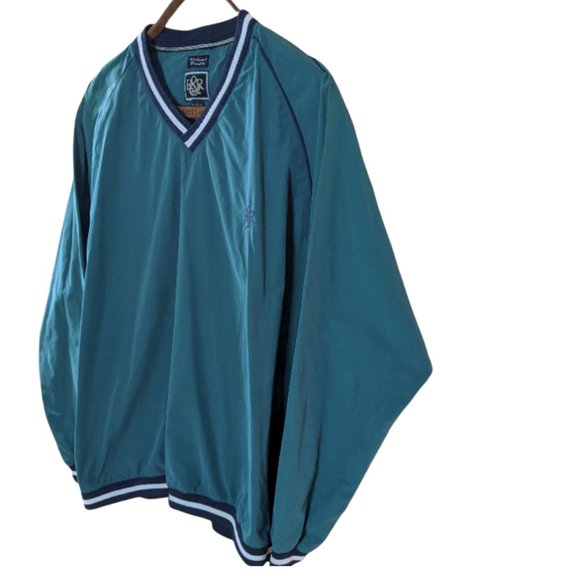 Men's R&R Pro Pullover Windbreaker Blue/Green Sport Tennis - Large - Picture 10 of 16